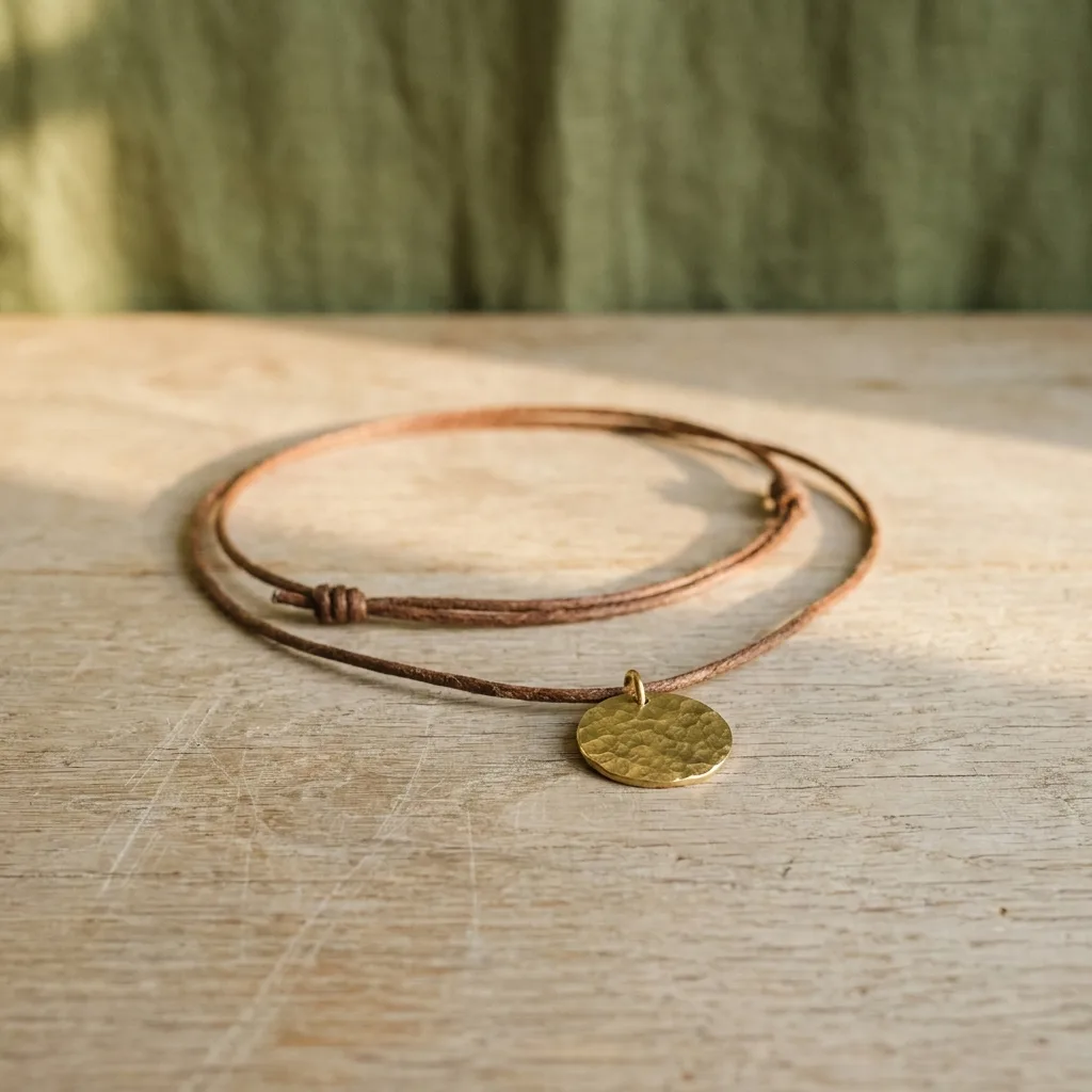 Brass Disc Pendant on Cord