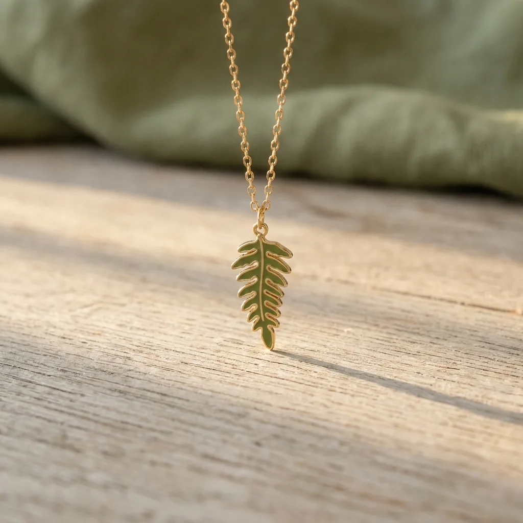 Enamel Fern Leaf Pendant