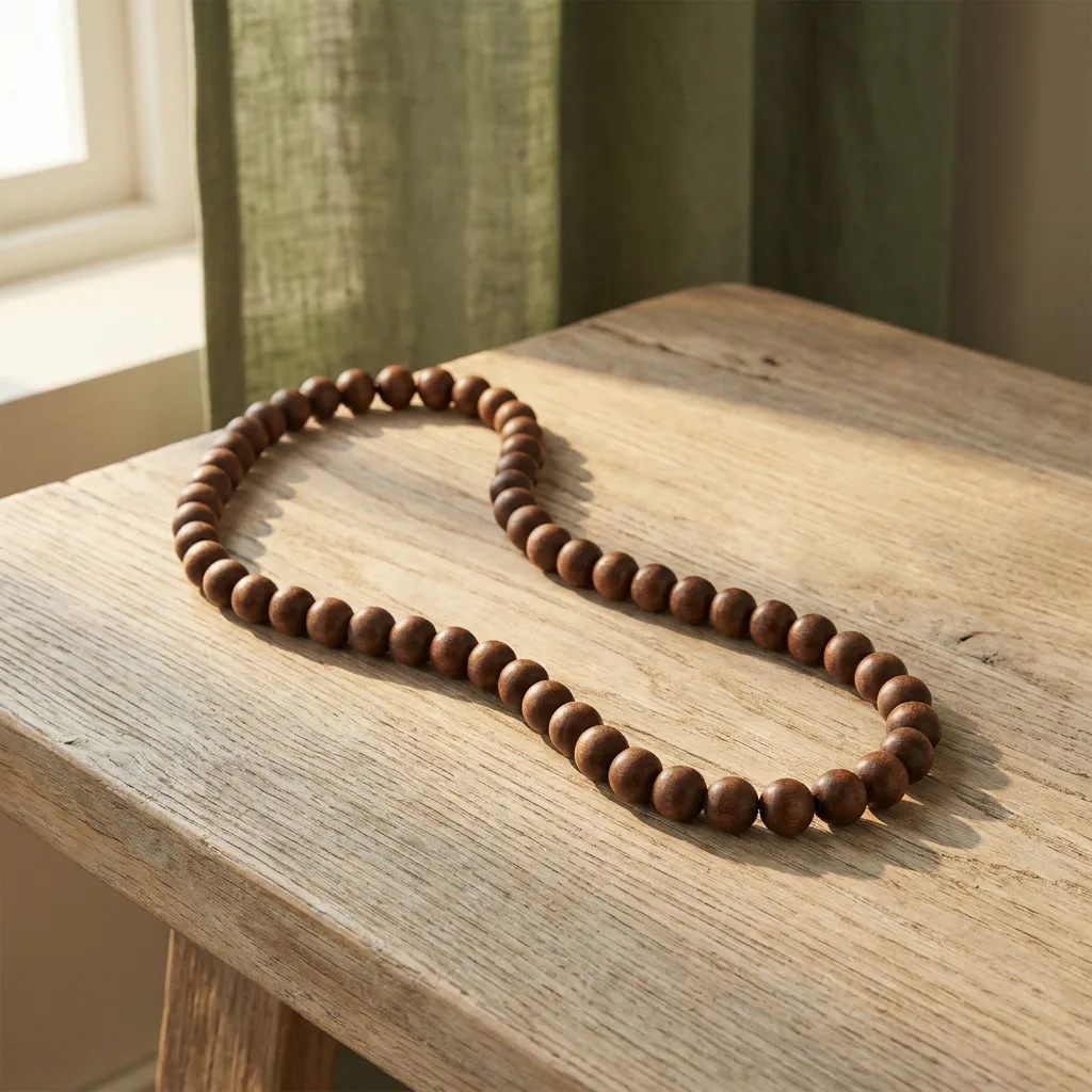 Long Wooden Bead Necklace