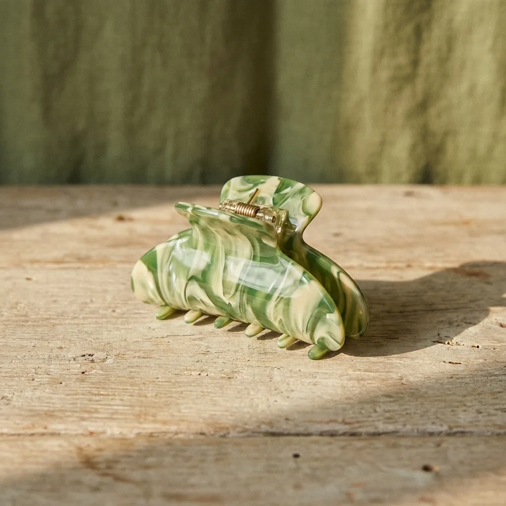 Marble-Pattern Claw Clip
