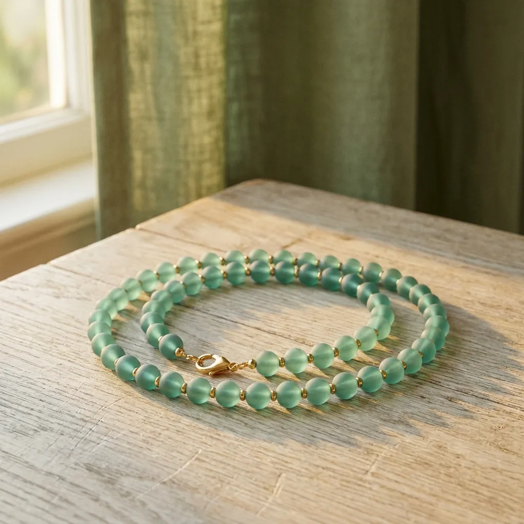 Sea-Green Glass Bead Necklace