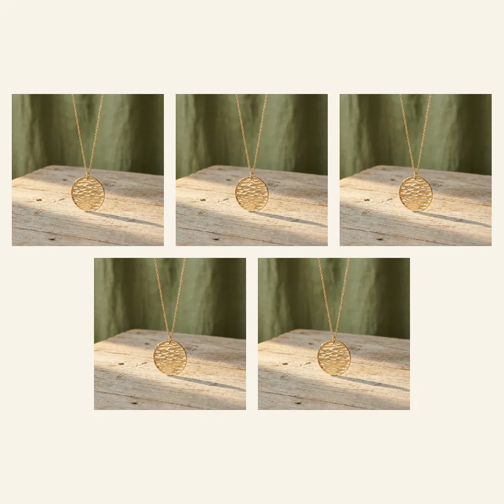 Textured Disc Pendant, Long Chain