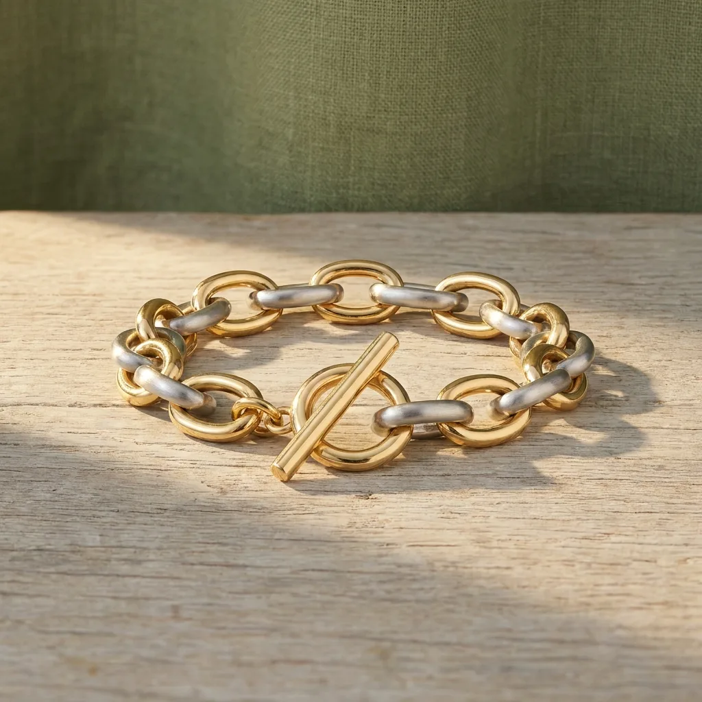 Two-Tone Toggle Chain Bracelet